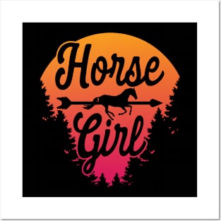 Horse girl horseback riding Posters and Art